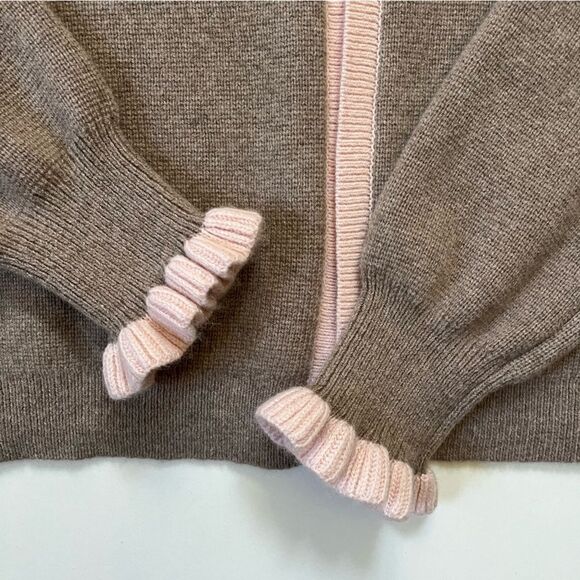 BODEN *Pink/Beige* Frill Collared Cardigan 10 - Picture 12 of 14